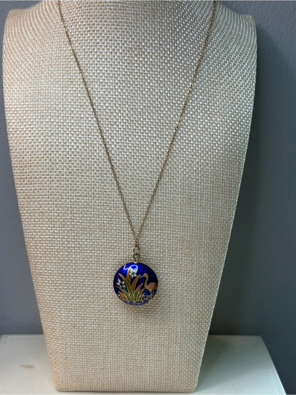 Vintage Enamel Floral Necklace gold-filled (1/20 12K)